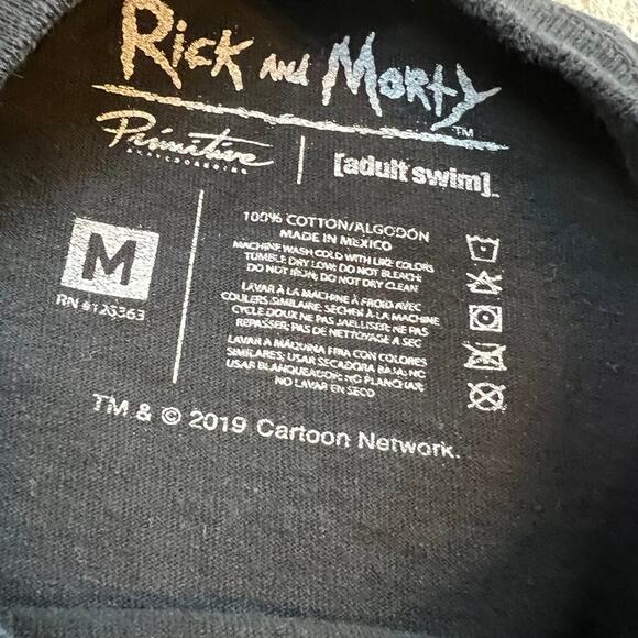 RICK & Morty long graphics on sleeves black T-shirt, women's size M - Picture 4 of 8